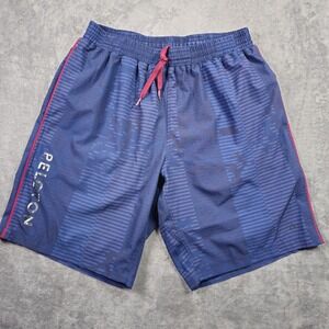 Solfire Peloton Shorts Mens Medium Blue Athletic Running Stretch Waist Logo